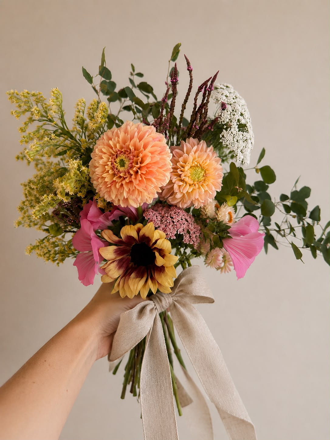 Hand-tied bouquet by Willow and Moss