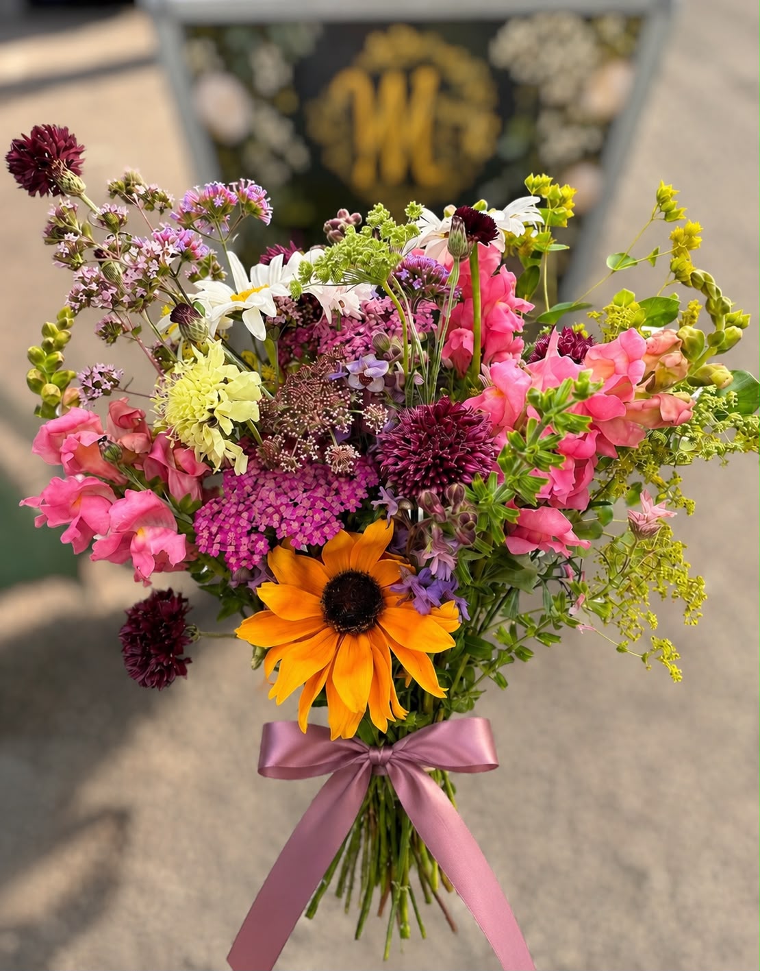 Hand-tied bouquet by Willow and Moss