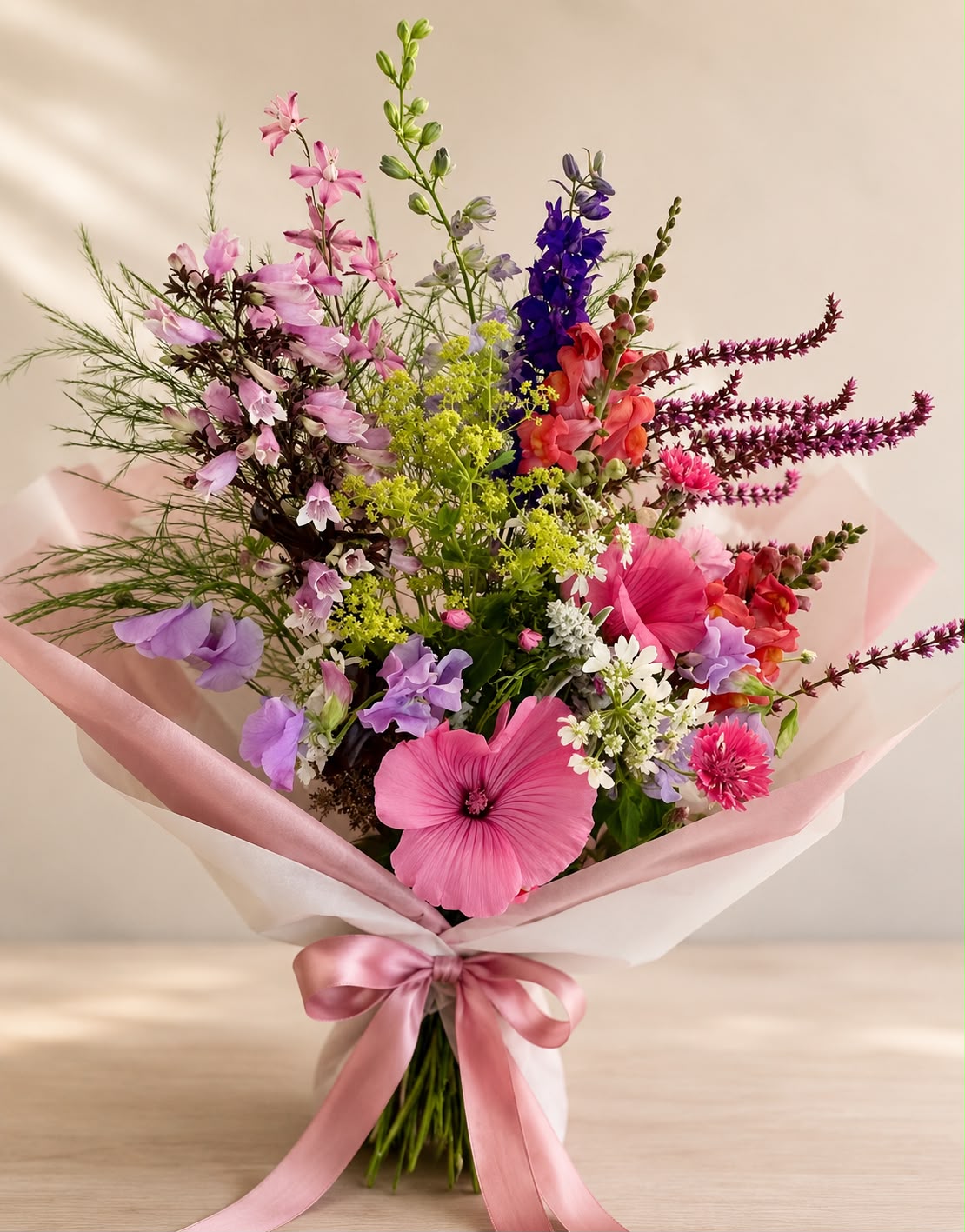 Hand-tied bouquet by Willow and Moss