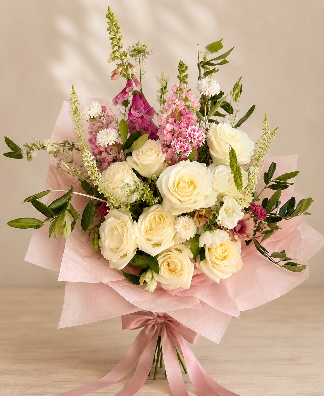 Hand-tied bouquet by Willow and Moss
