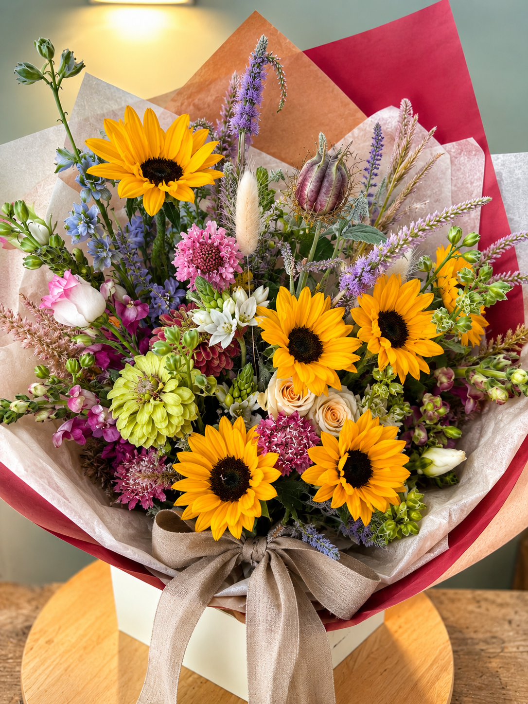 Hand-tied bouquet by Willow and Moss