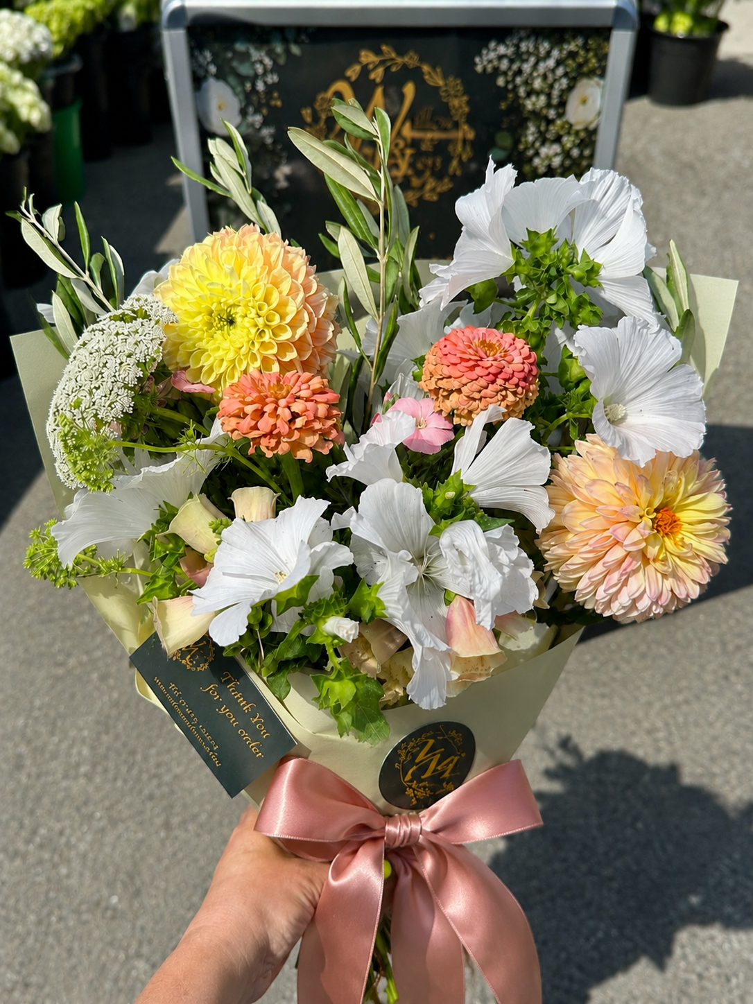 Hand-tied bouquet by Willow and Moss