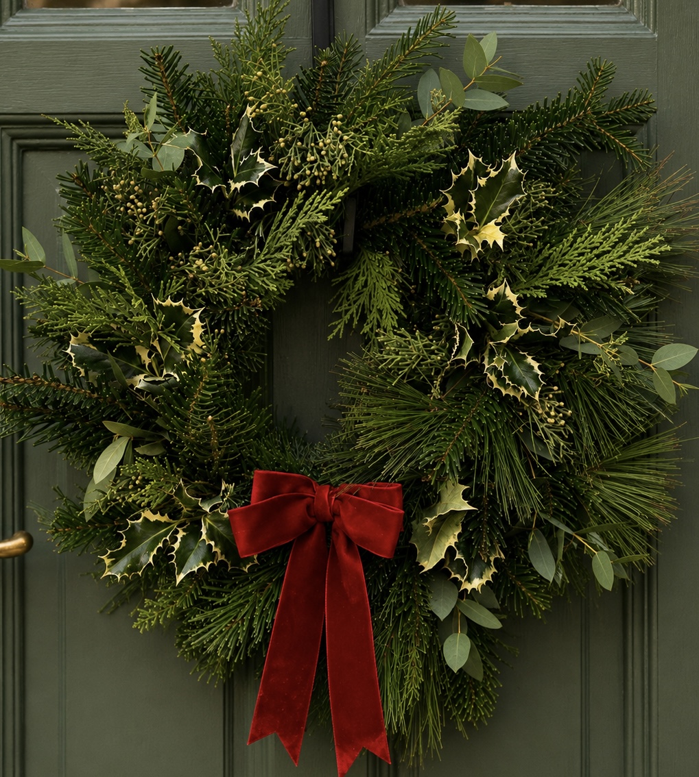 Christmas floral arrangement by Willow and Moss