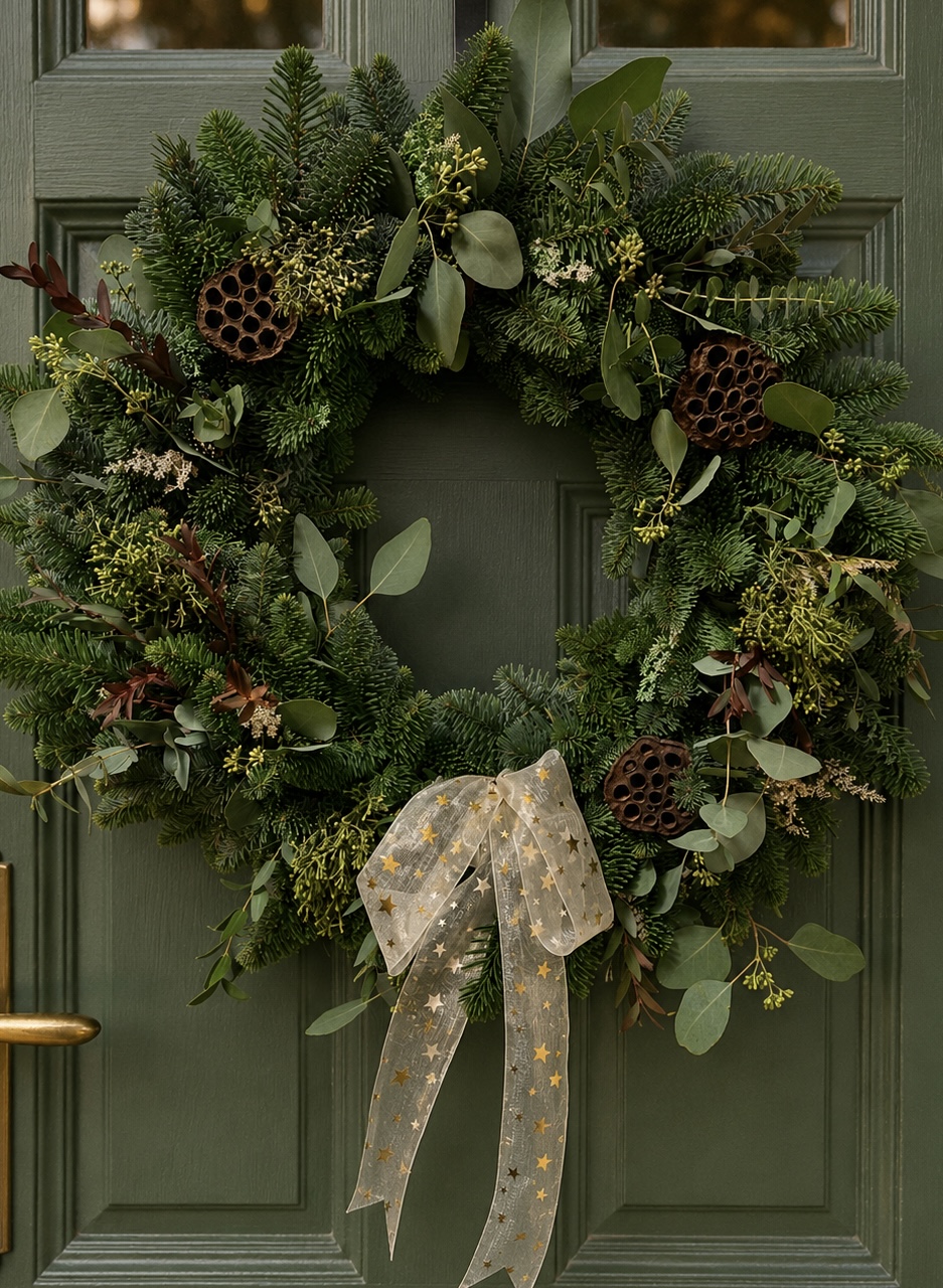 Christmas floral arrangement by Willow and Moss