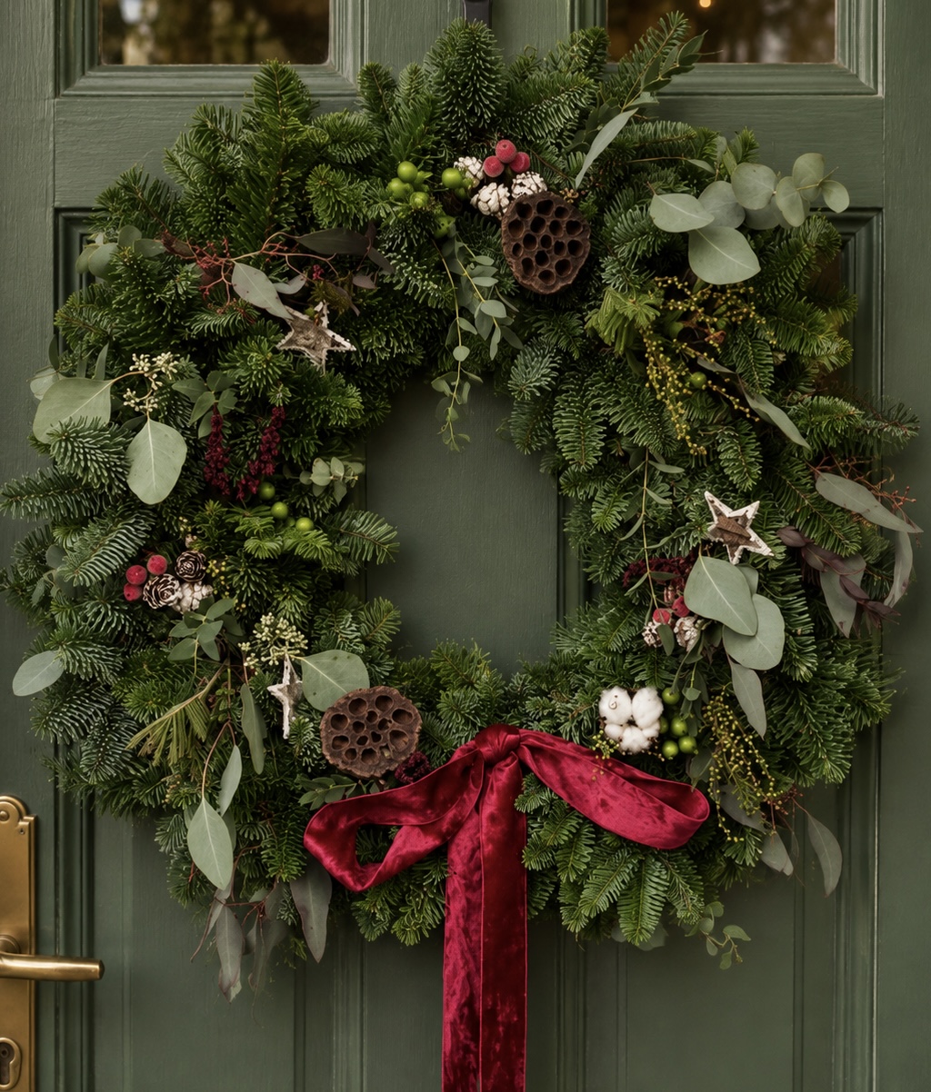 Christmas floral arrangement by Willow and Moss