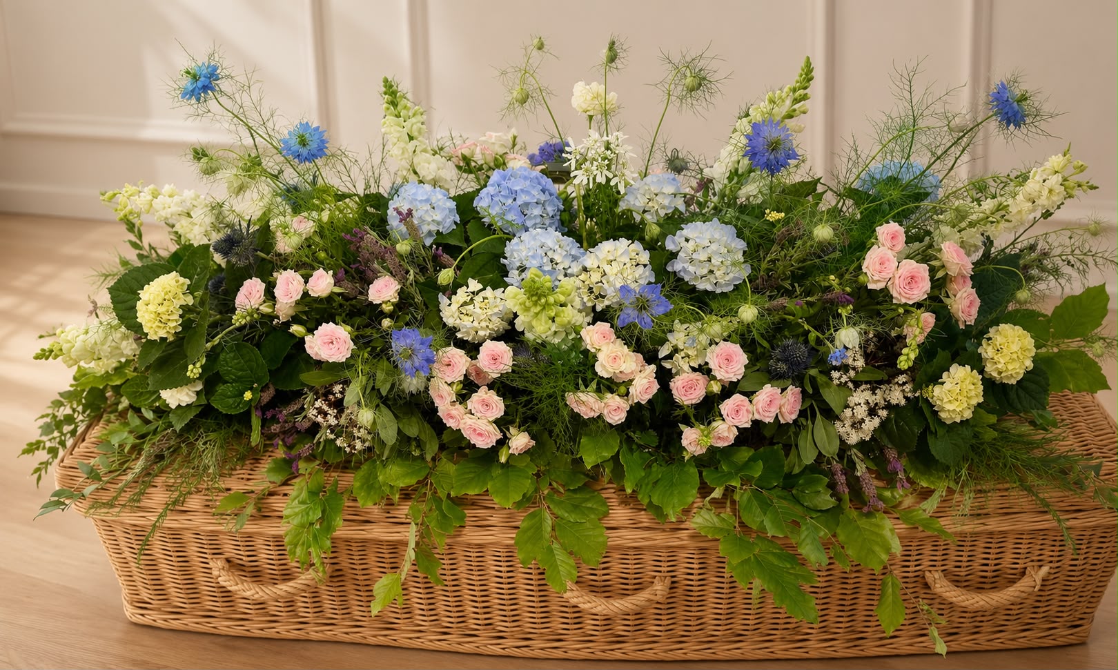 Casket flowers by Willow and Moss