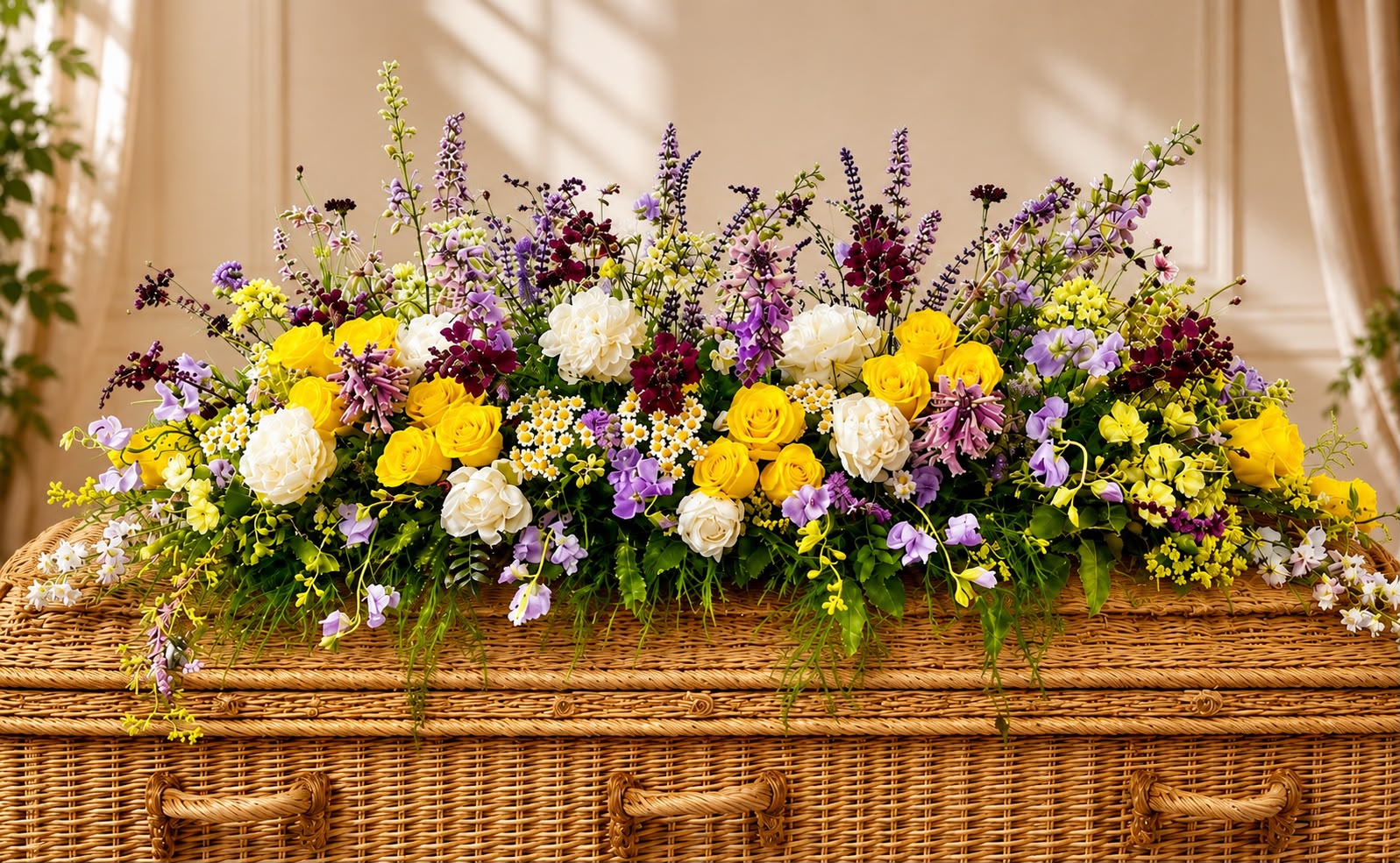 Casket flowers by Willow and Moss