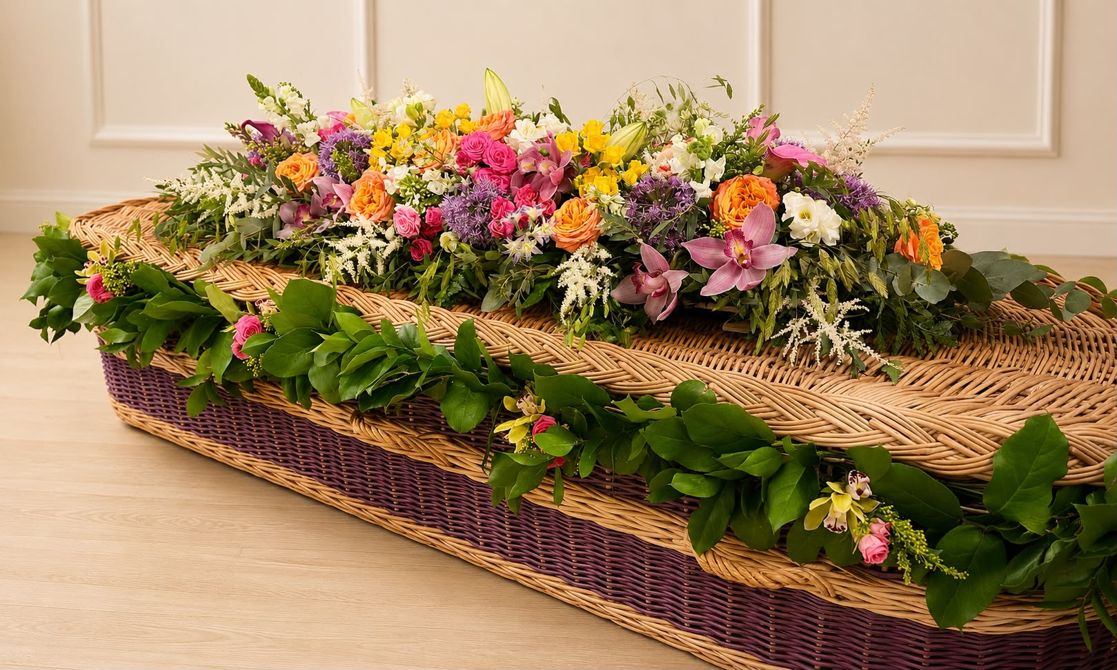 Casket flowers by Willow and Moss