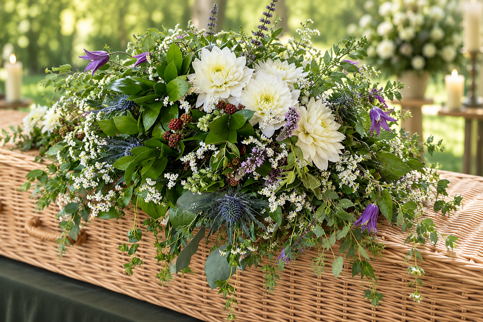 Casket flowers by Willow and Moss