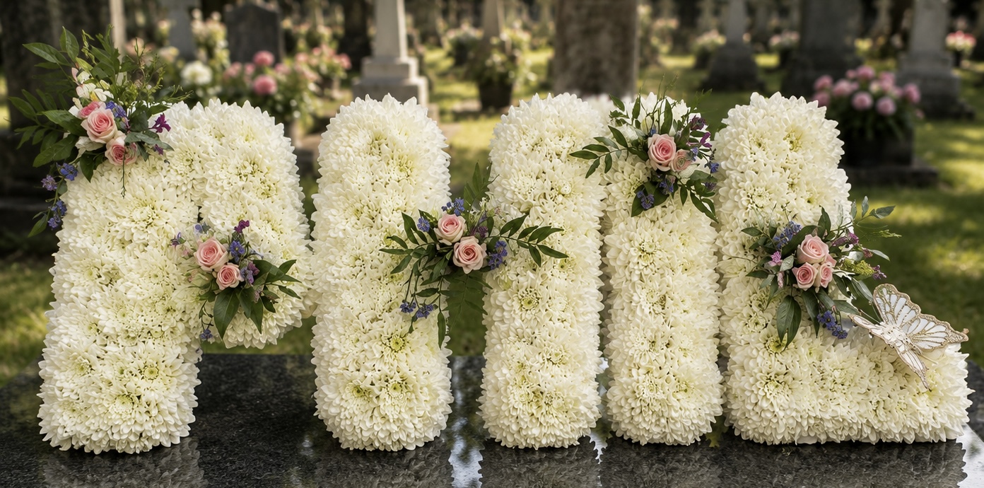 Funeral lettering tribute by Willow and Moss