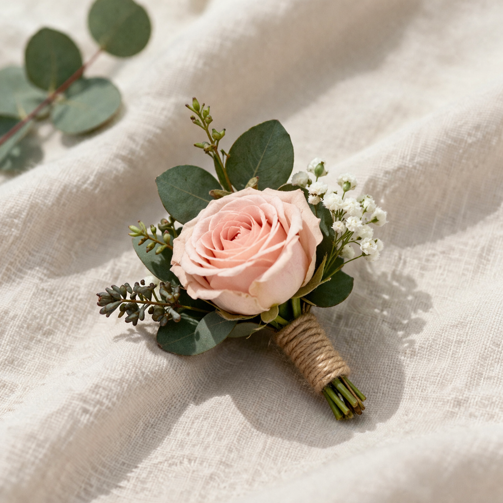 Wedding buttonhole by Willow and Moss