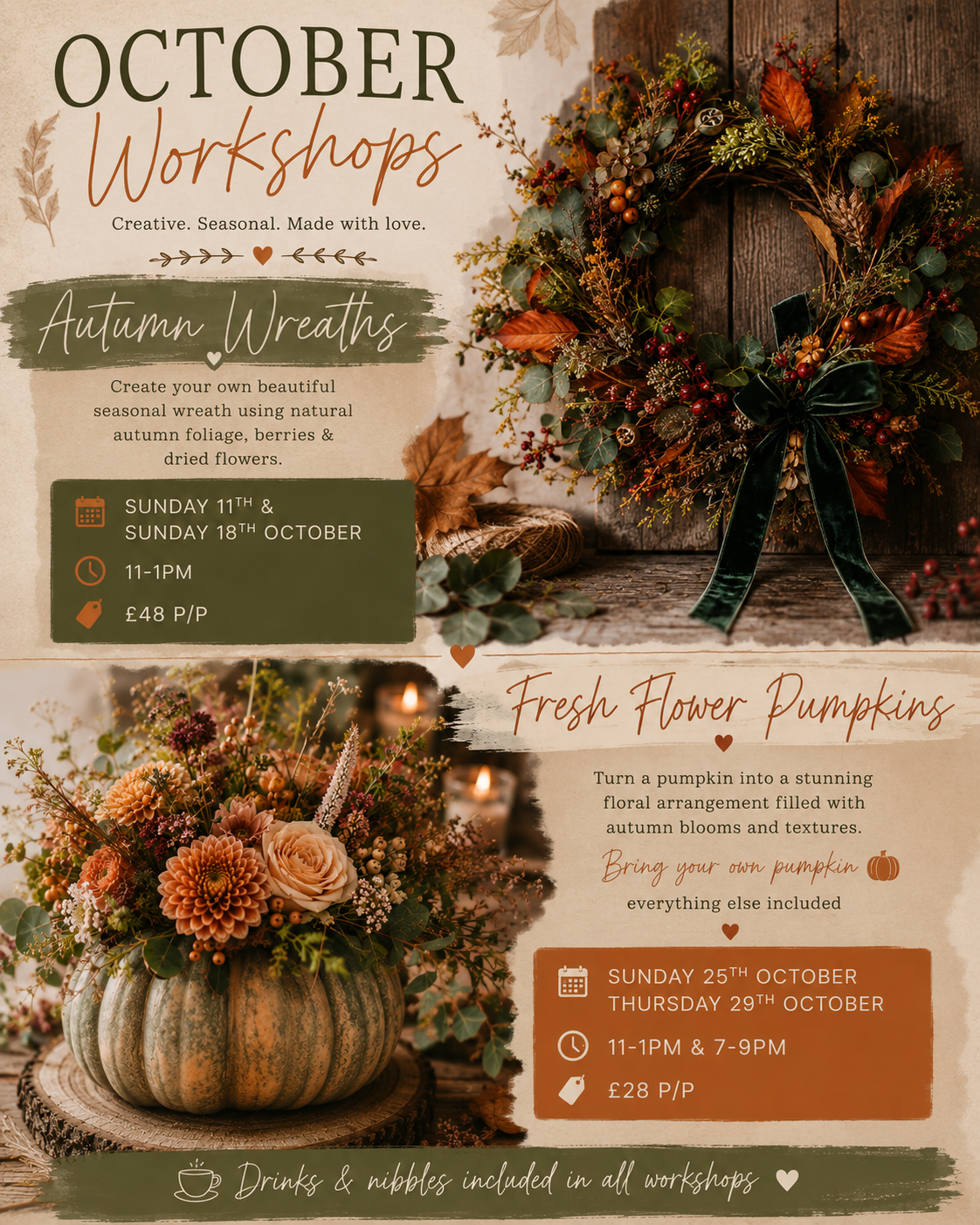 Floral workshop at the Willow and Moss studio